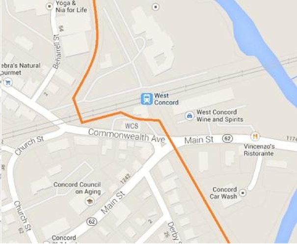 West Concord Rail Trail Crossing Map