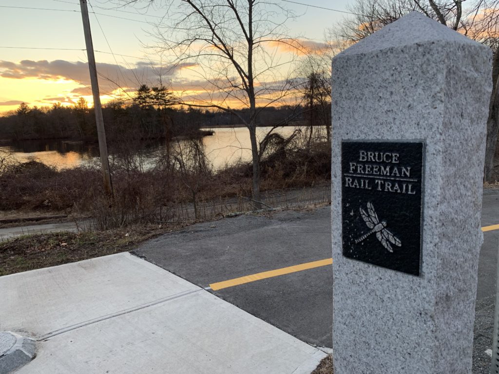 Near the end of the Bruce Freeman Rail Trail near Warner's Pond in Concord where it will connect with Phase 2B (the bridge over Route 2).